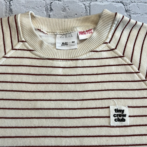 Zara baby, toddler stripped ecru & brown sweatshirt 18-24m - Picture 2 of 7